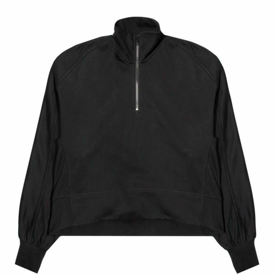 Outerwear * | Adidas Y-3 Women'S Stacked Logo Half-Zip Sweater Black