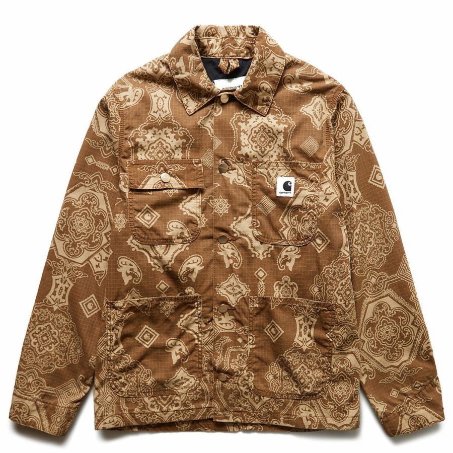 Outerwear * | Carhartt Wip Women'S Irving Coat Verse Print/Hamilton Brown